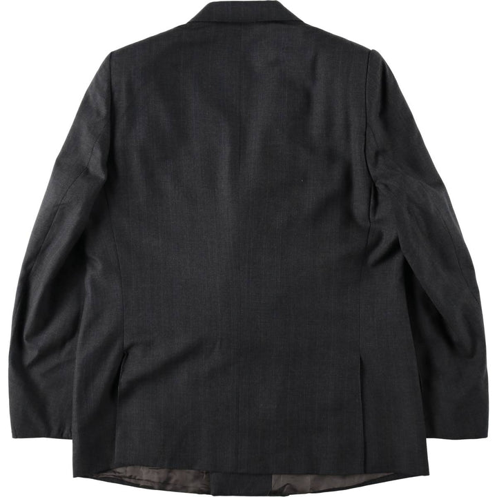 Burberry David Cenci Check Pattern Peaked Lapel Double-Breasted Wool Tailored Jacket, Made in Italy, Men's Size L (approx.) wool Charcoal Vintage Second Hand