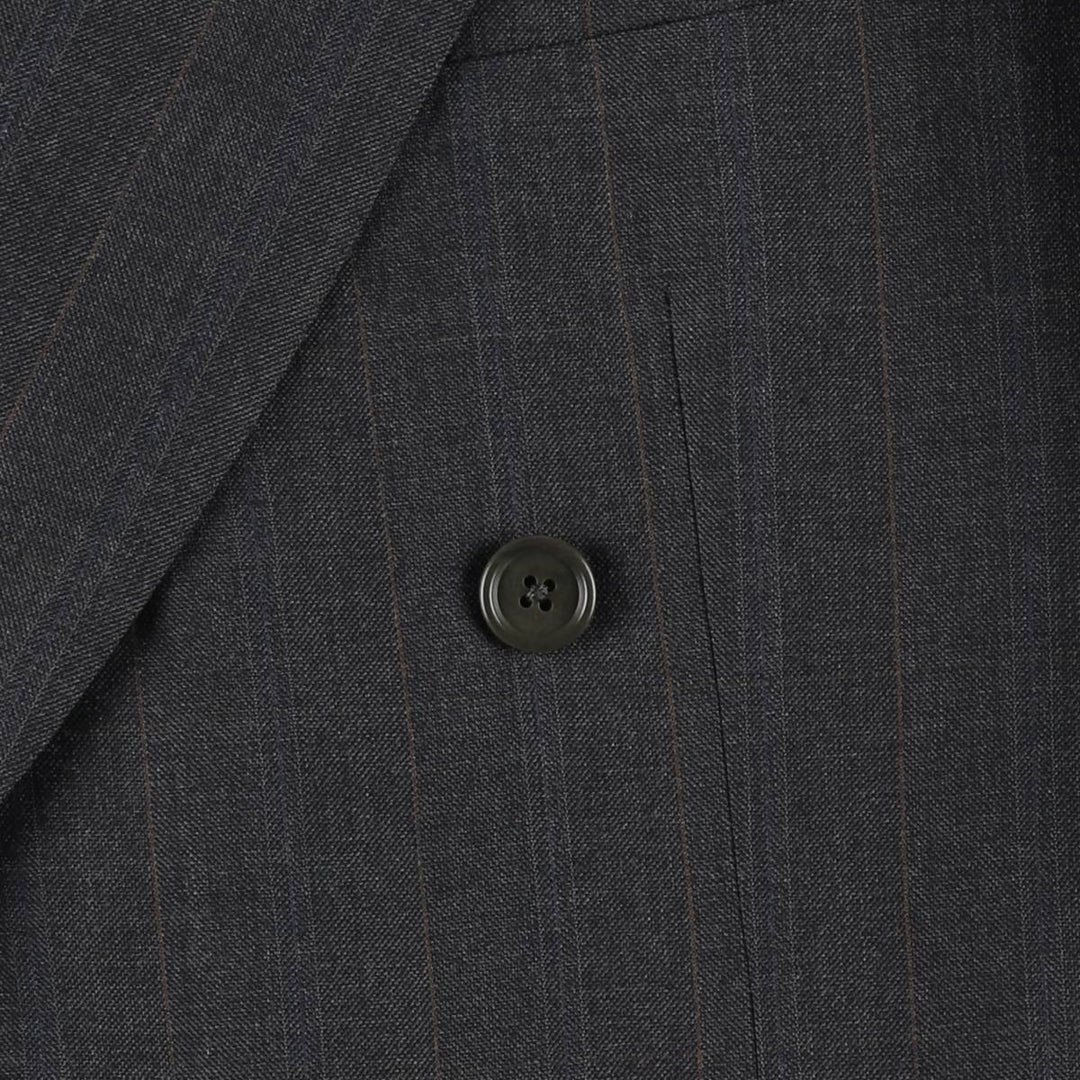 Burberry David Cenci Check Pattern Peaked Lapel Double-Breasted Wool Tailored Jacket, Made in Italy, Men's Size L (approx.) wool Charcoal Vintage Second Hand