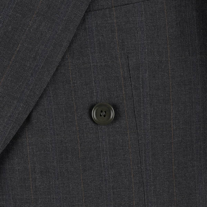 Burberry David Cenci Check Pattern Peaked Lapel Double-Breasted Wool Tailored Jacket, Made in Italy, Men's Size L (approx.) wool Charcoal Vintage Second Hand