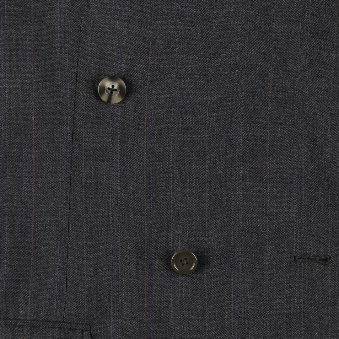Burberry David Cenci Check Pattern Peaked Lapel Double-Breasted Wool Tailored Jacket, Made in Italy, Men's Size L (approx.) wool Charcoal Vintage Second Hand