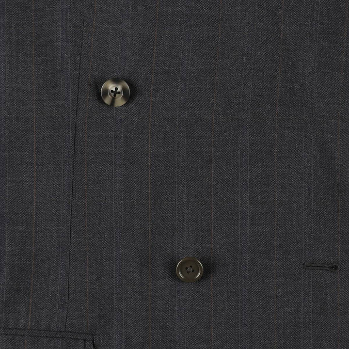 Burberry David Cenci Check Pattern Peaked Lapel Double-Breasted Wool Tailored Jacket, Made in Italy, Men's Size L (approx.) wool Charcoal Vintage Second Hand