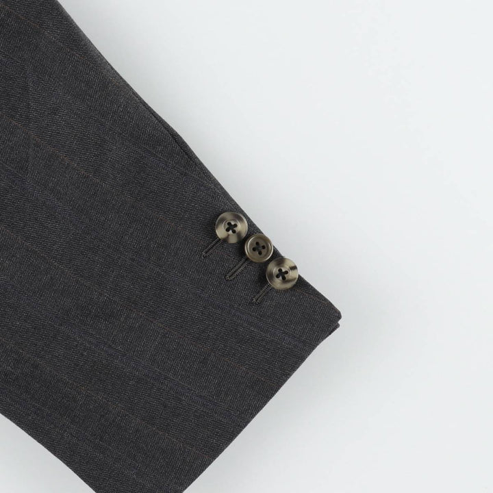 Burberry David Cenci Check Pattern Peaked Lapel Double-Breasted Wool Tailored Jacket, Made in Italy, Men's Size L (approx.) wool Charcoal Vintage Second Hand