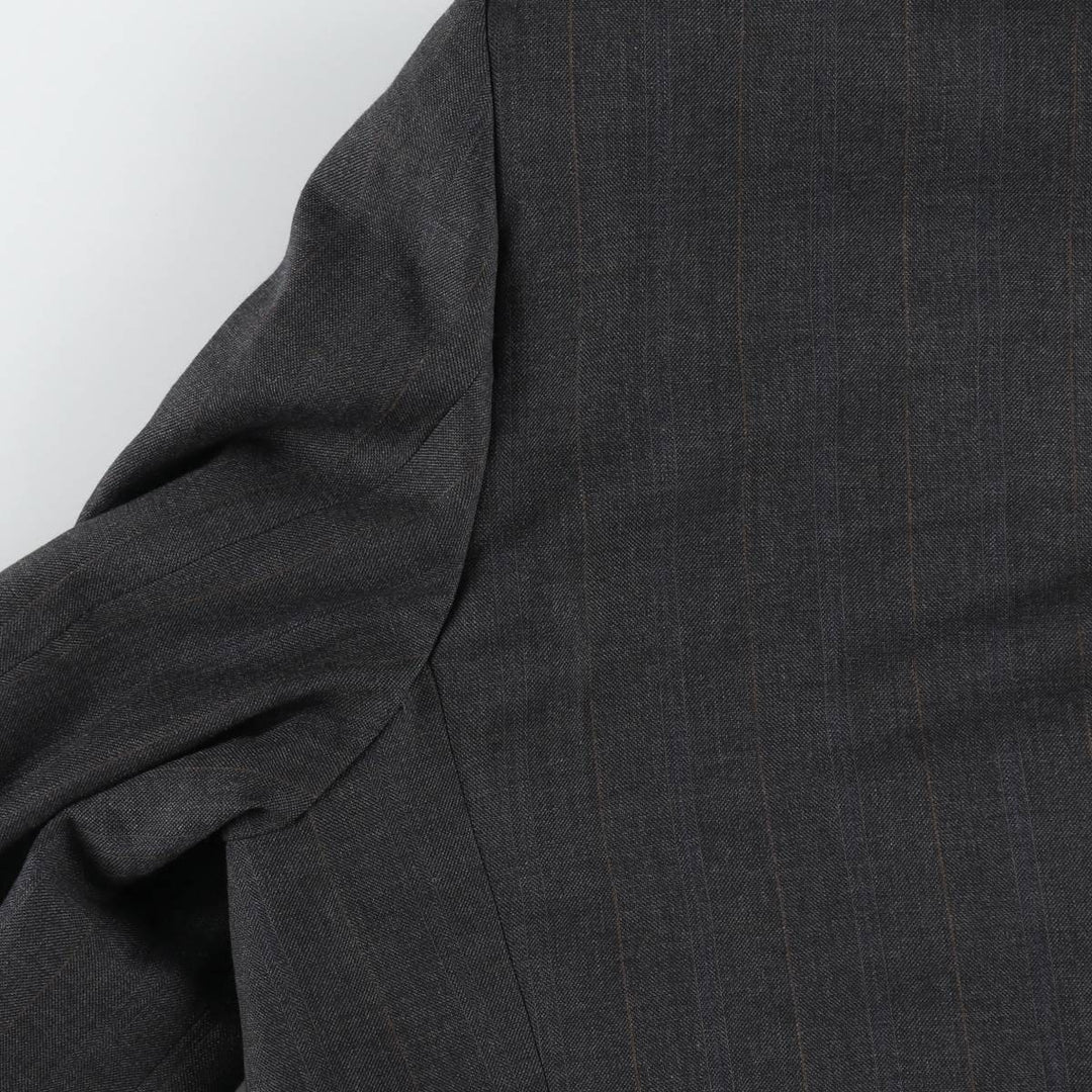Burberry David Cenci Check Pattern Peaked Lapel Double-Breasted Wool Tailored Jacket, Made in Italy, Men's Size L (approx.) wool Charcoal Vintage Second Hand