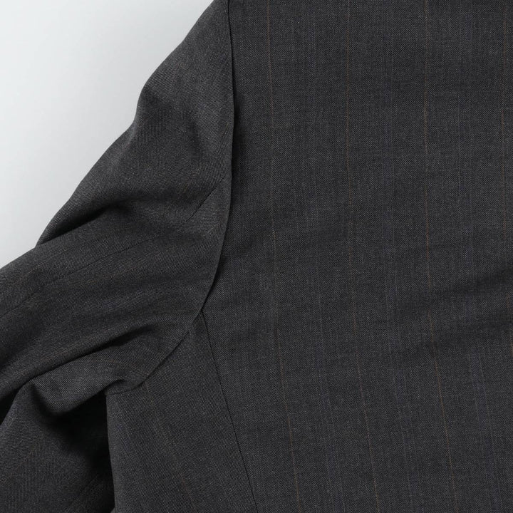 Burberry David Cenci Check Pattern Peaked Lapel Double-Breasted Wool Tailored Jacket, Made in Italy, Men's Size L (approx.) wool Charcoal Vintage Second Hand