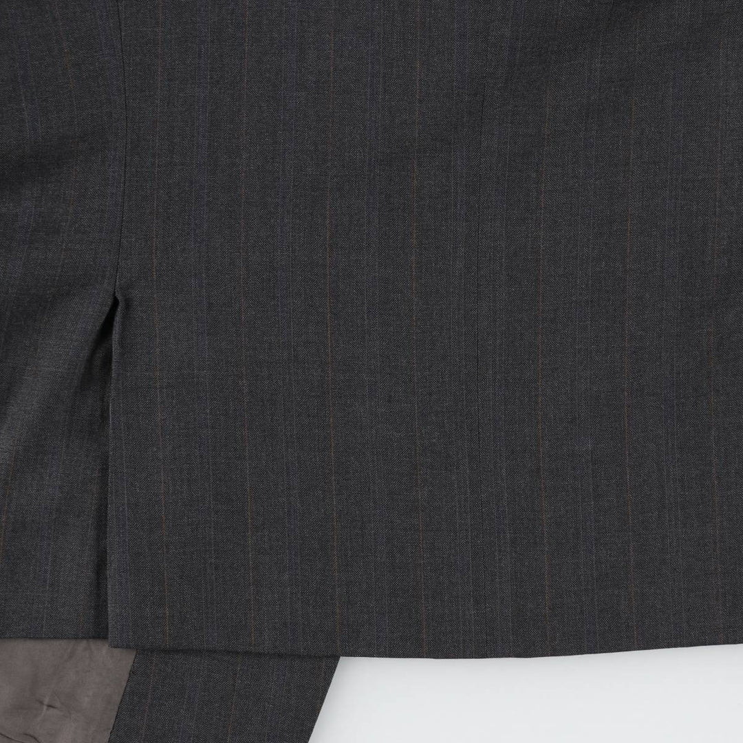 Burberry David Cenci Check Pattern Peaked Lapel Double-Breasted Wool Tailored Jacket, Made in Italy, Men's Size L (approx.) wool Charcoal Vintage Second Hand