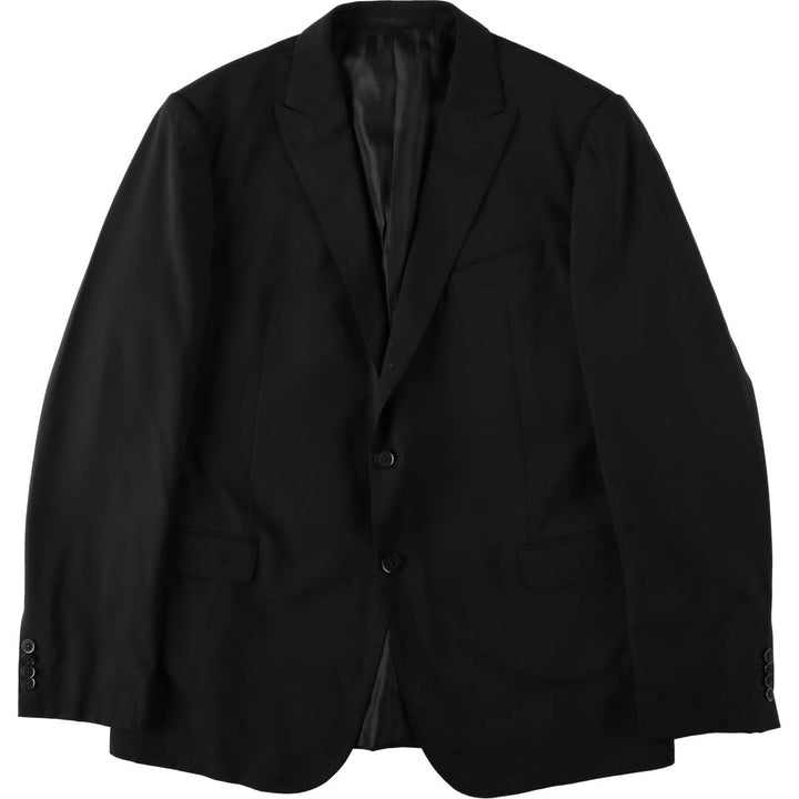 Armani COLLEZIONI M LINE Check Pattern Peaked Lapel Wool Tailored Jacket (Men's Size M) polyester black type Vintage Second Hand