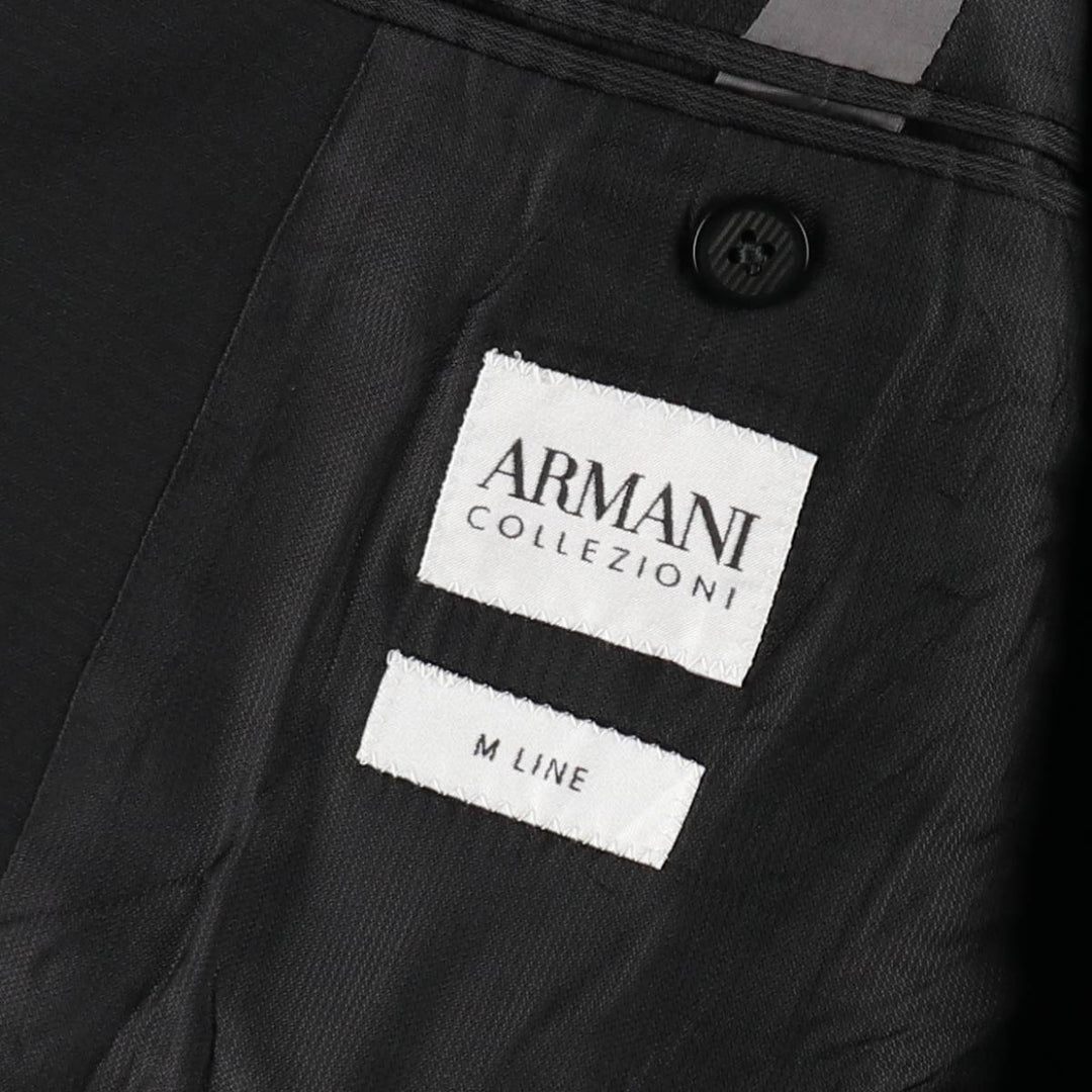 Armani COLLEZIONI M LINE Check Pattern Peaked Lapel Wool Tailored Jacket (Men's Size M) polyester black type Vintage Second Hand