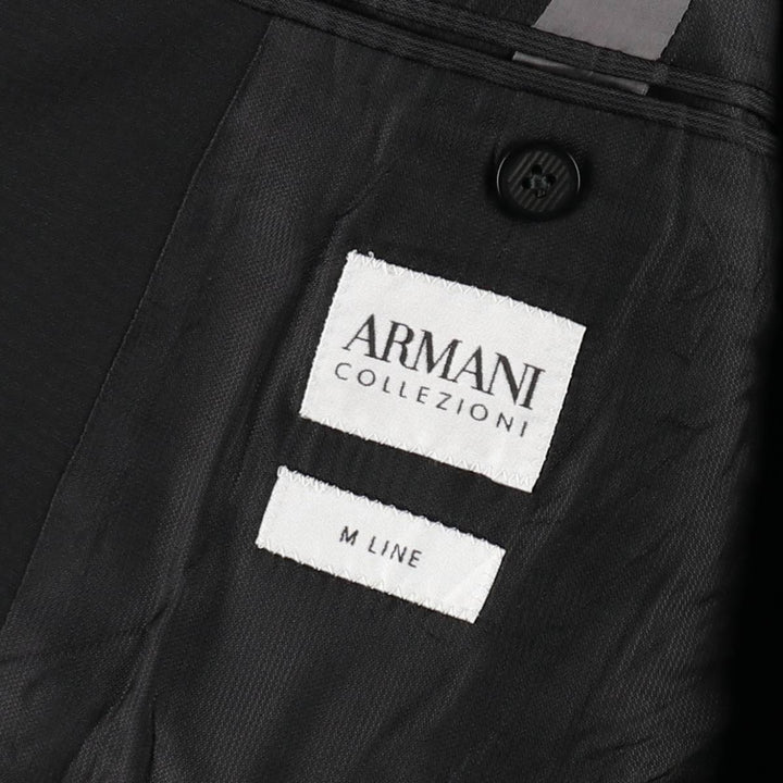 Armani COLLEZIONI M LINE Check Pattern Peaked Lapel Wool Tailored Jacket (Men's Size M) polyester black type Vintage Second Hand
