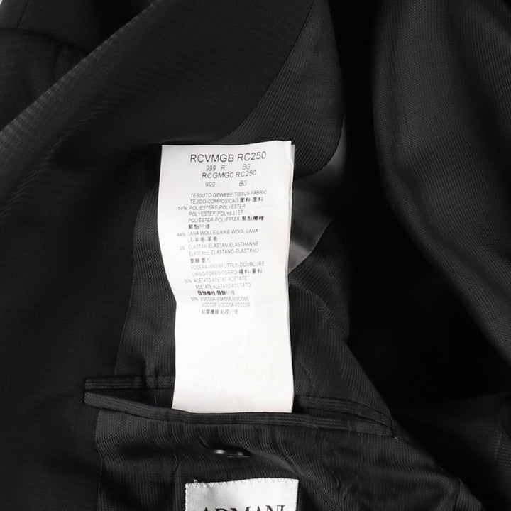 Armani COLLEZIONI M LINE Check Pattern Peaked Lapel Wool Tailored Jacket (Men's Size M) polyester black type Vintage Second Hand