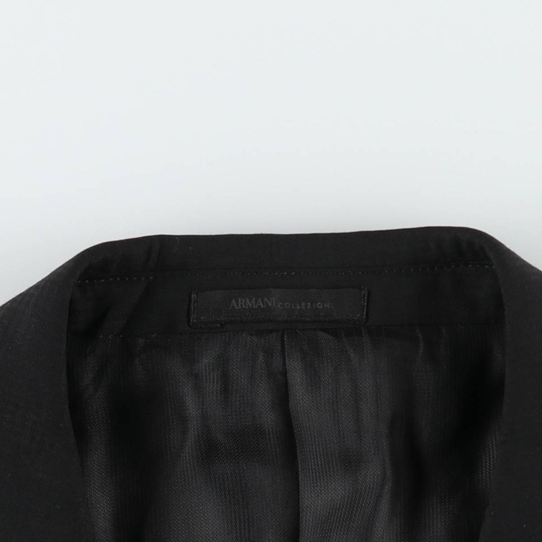 Armani COLLEZIONI M LINE Check Pattern Peaked Lapel Wool Tailored Jacket (Men's Size M) polyester black type Vintage Second Hand
