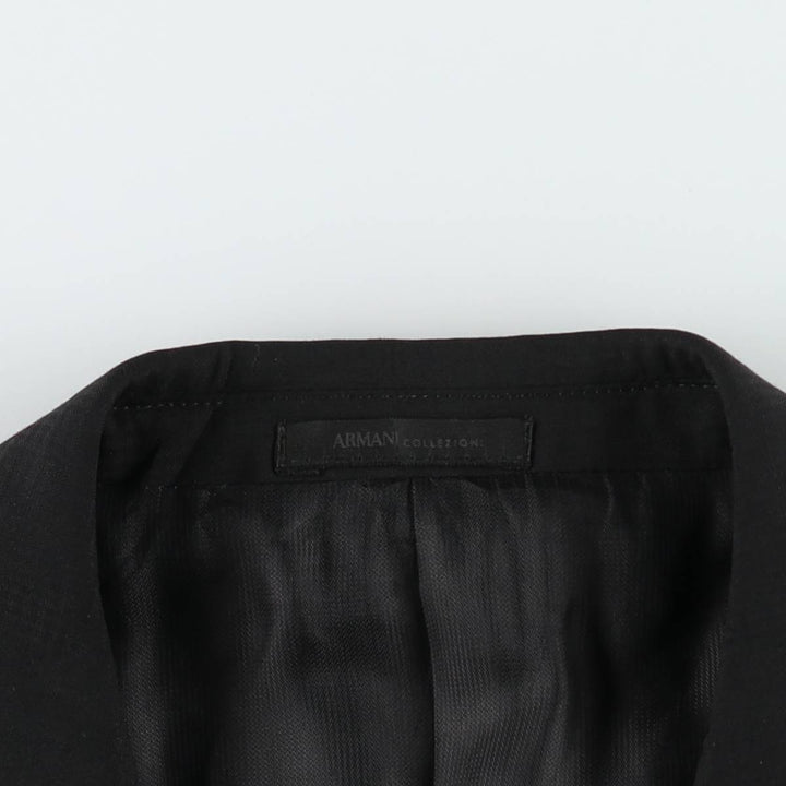 Armani COLLEZIONI M LINE Check Pattern Peaked Lapel Wool Tailored Jacket (Men's Size M) polyester black type Vintage Second Hand