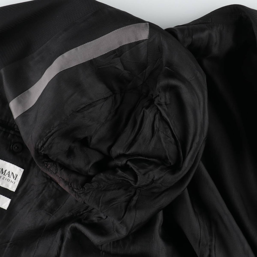 Armani COLLEZIONI M LINE Check Pattern Peaked Lapel Wool Tailored Jacket (Men's Size M) polyester black type Vintage Second Hand