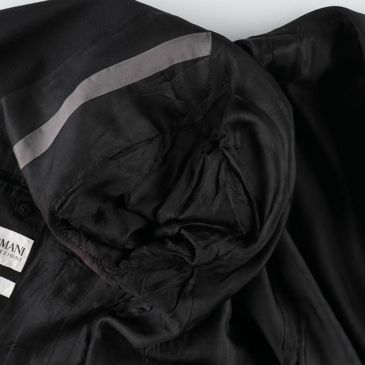 Armani COLLEZIONI M LINE Check Pattern Peaked Lapel Wool Tailored Jacket (Men's Size M) polyester black type Vintage Second Hand