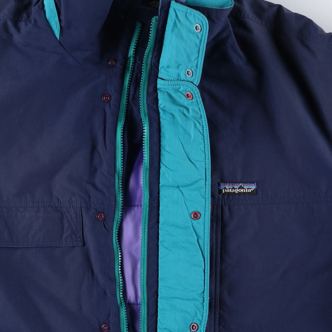 1990s- Patagonia Down Jacket, Men's Size XL Nylon navy blue type Vintage Second Hand
