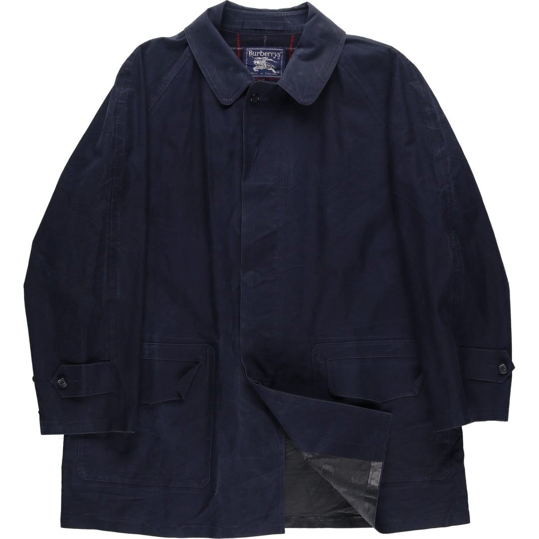 Burberry's 100% Cotton Half Coat, Made in England, Men's Size XL (approx.) cotton navy blue type Vintage Second Hand