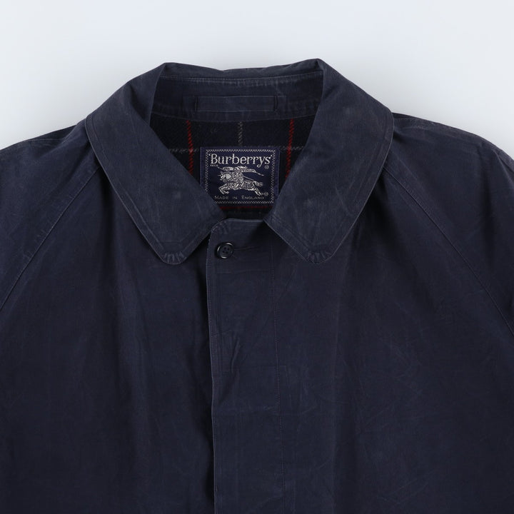 Burberry's 100% Cotton Half Coat, Made in England, Men's Size XL (approx.) cotton navy blue type Vintage Second Hand