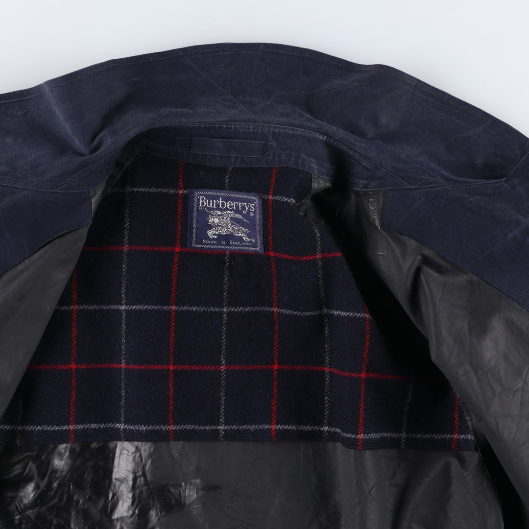 Burberry's 100% Cotton Half Coat, Made in England, Men's Size XL (approx.) cotton navy blue type Vintage Second Hand