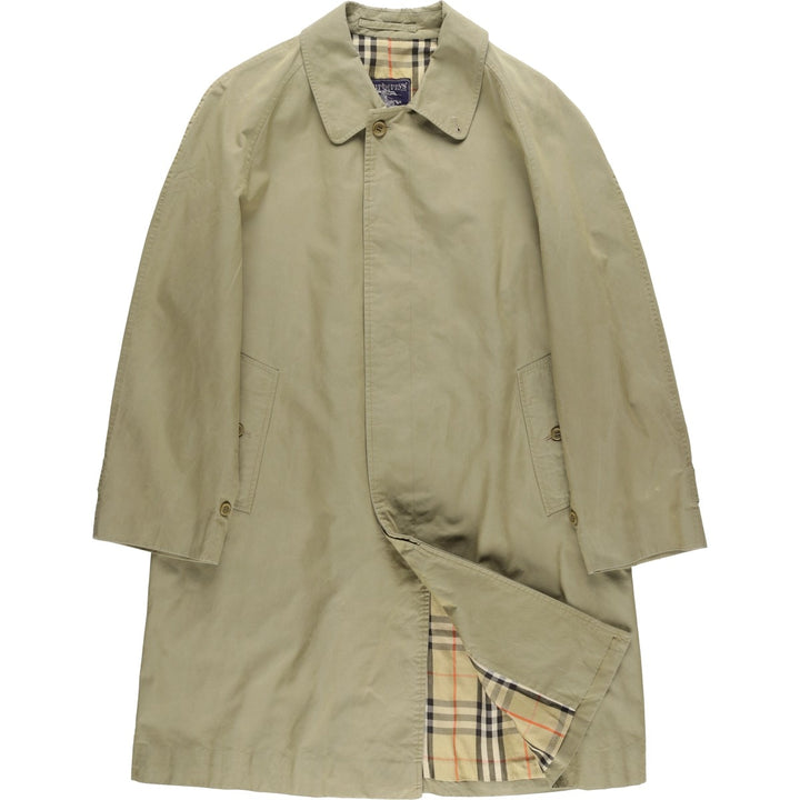 Burberry's 100% cotton Balmacaan coat, made in England, size L. cotton Khaki type beige Vintage Second Hand