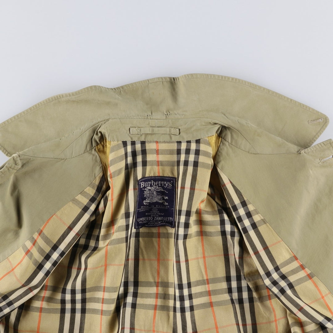 Burberry's 100% cotton Balmacaan coat, made in England, size L. cotton Khaki type beige Vintage Second Hand