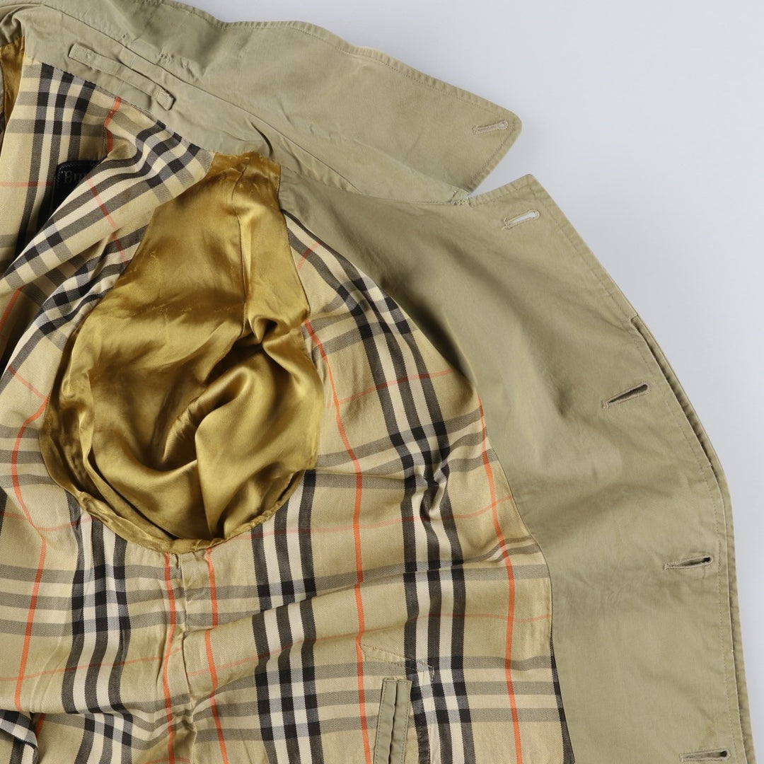 Burberry's 100% cotton Balmacaan coat, made in England, size L. cotton Khaki type beige Vintage Second Hand