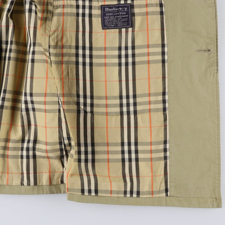Burberry's 100% cotton Balmacaan coat, made in England, size L. cotton Khaki type beige Vintage Second Hand