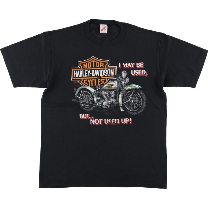 80s-90'S JERSEYS Harley-Davidson 3D Emblem Motorcycle T-Shirt, Made in USA, Men's Size L (approx.) cotton black type Vintage Second Hand