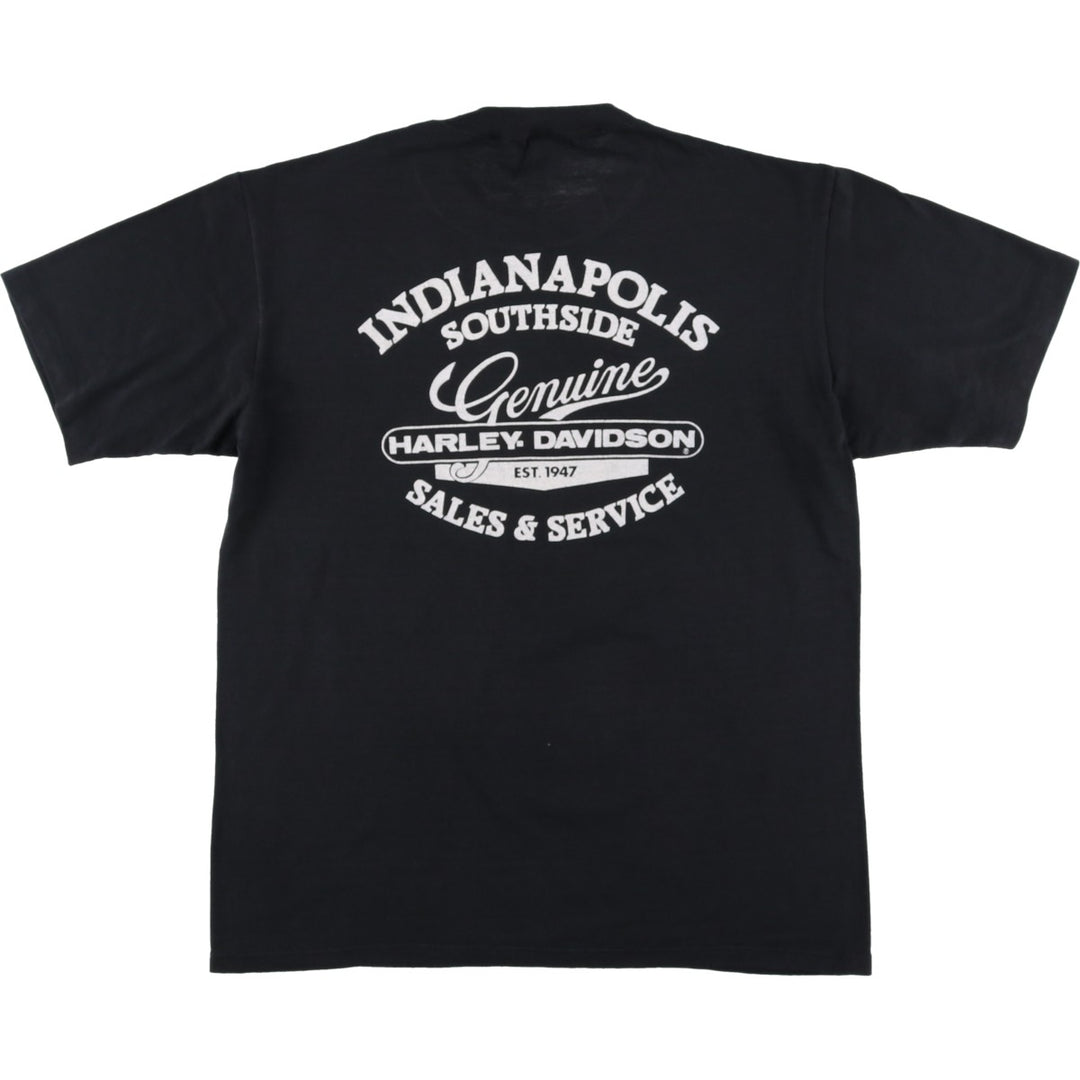 80s-90'S JERSEYS Harley-Davidson 3D Emblem Motorcycle T-Shirt, Made in USA, Men's Size L (approx.) cotton black type Vintage Second Hand