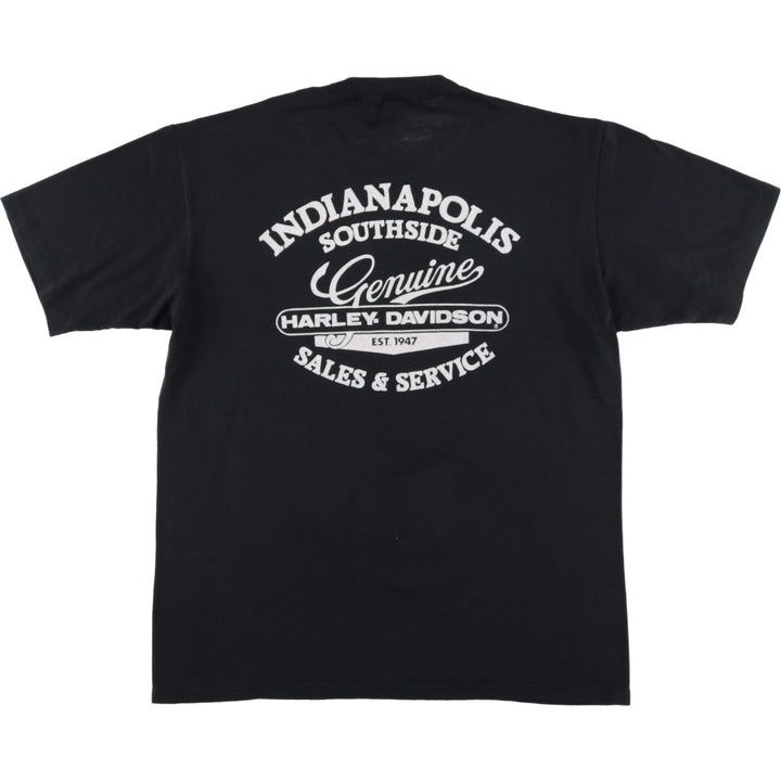 80s-90'S JERSEYS Harley-Davidson 3D Emblem Motorcycle T-Shirt, Made in USA, Men's Size L (approx.) cotton black type Vintage Second Hand