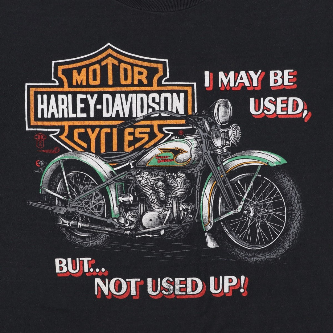 80s-90'S JERSEYS Harley-Davidson 3D Emblem Motorcycle T-Shirt, Made in USA, Men's Size L (approx.) cotton black type Vintage Second Hand