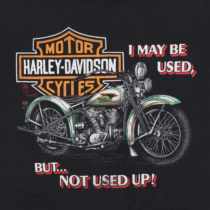 80s-90'S JERSEYS Harley-Davidson 3D Emblem Motorcycle T-Shirt, Made in USA, Men's Size L (approx.) cotton black type Vintage Second Hand