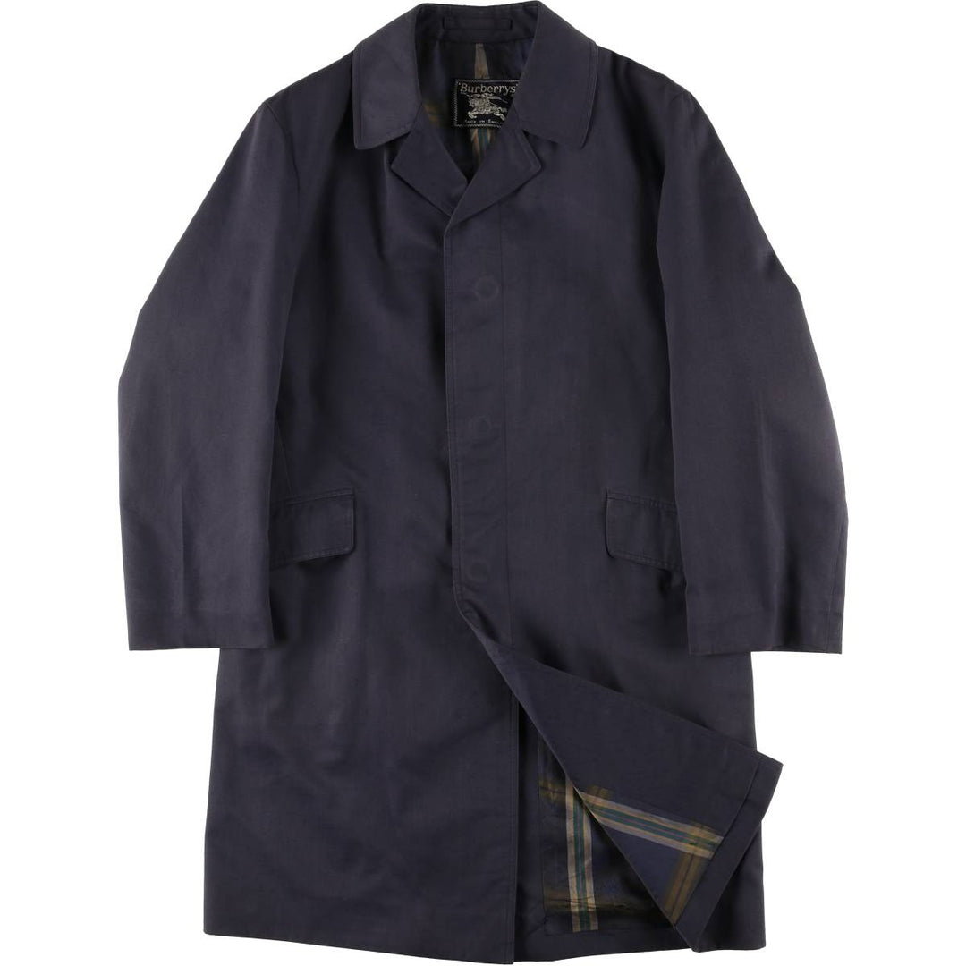 Burberry's Balmacaan Coat (Single-breasted coat), Made in England, Men's Size S (approx.) Terylene navy blue type Vintage Second Hand
