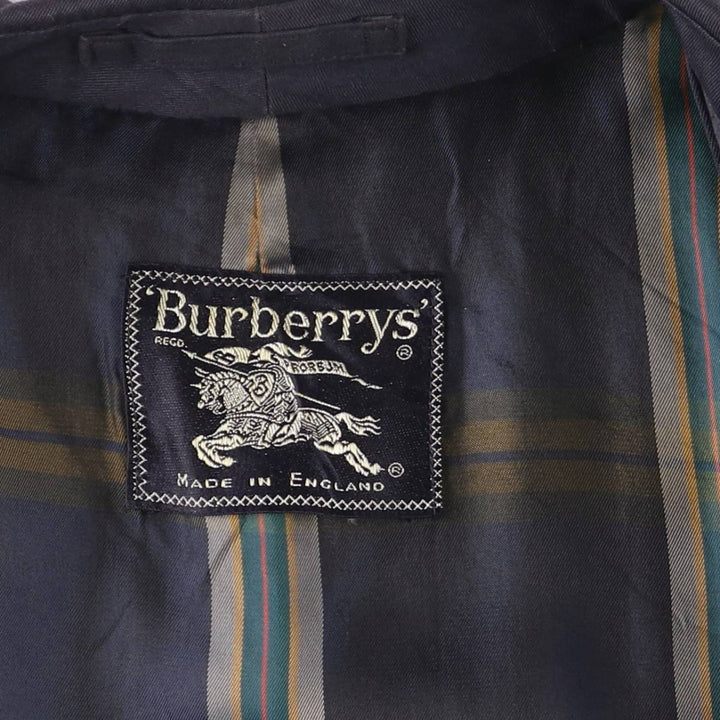 Burberry's Balmacaan Coat (Single-breasted coat), Made in England, Men's Size S (approx.) Terylene navy blue type Vintage Second Hand