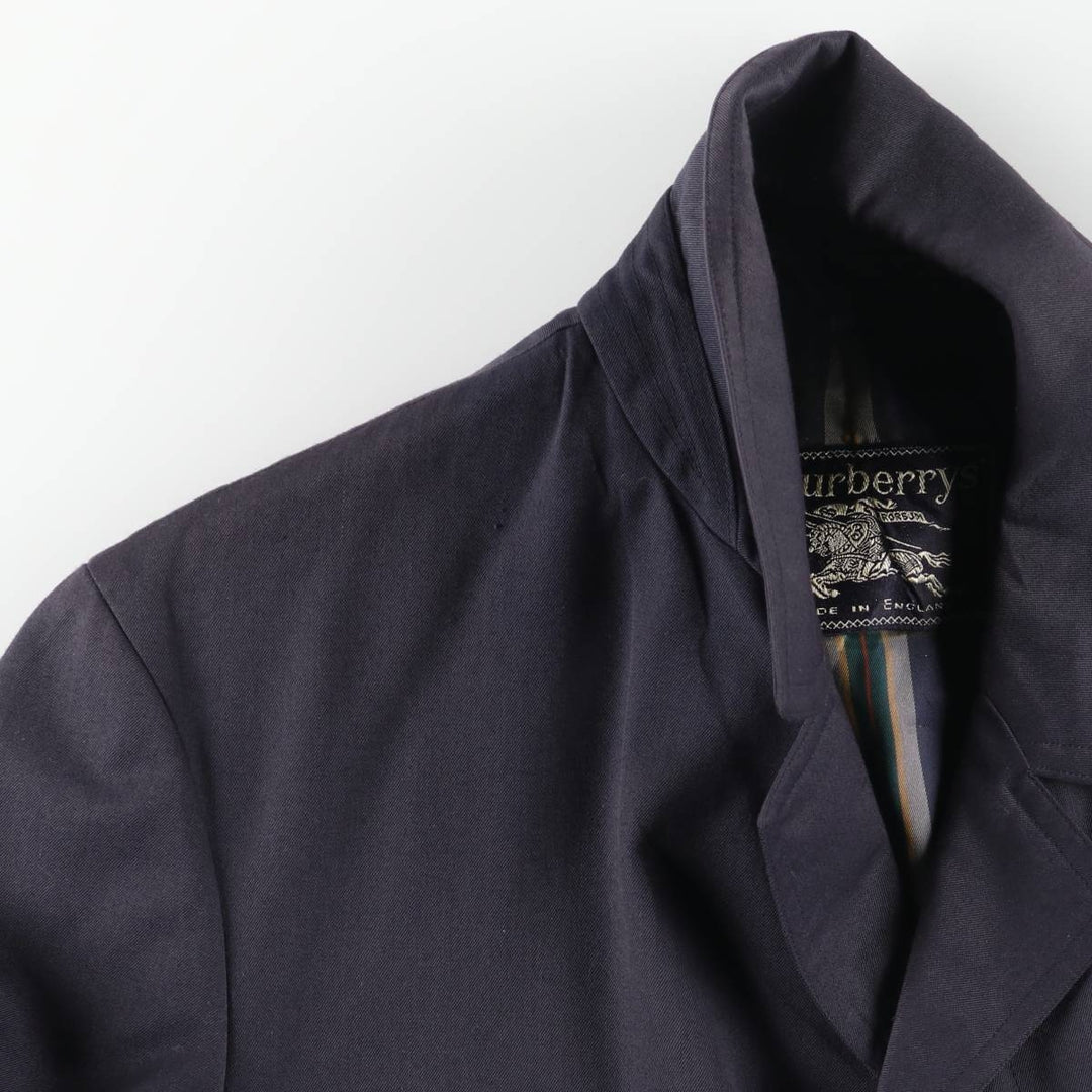 Burberry's Balmacaan Coat (Single-breasted coat), Made in England, Men's Size S (approx.) Terylene navy blue type Vintage Second Hand