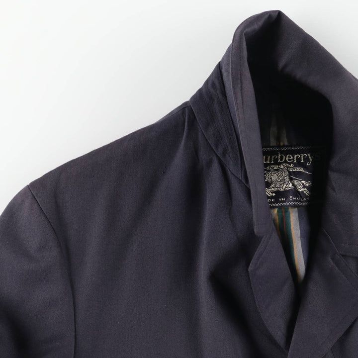 Burberry's Balmacaan Coat (Single-breasted coat), Made in England, Men's Size S (approx.) Terylene navy blue type Vintage Second Hand