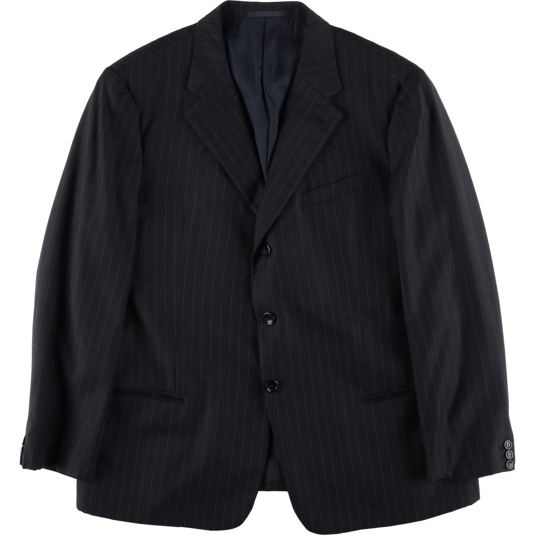 Giorgio Armani ARMANI COLLEZIONI Stripe Pattern Wool Tailored Jacket, Made in Italy, Men's Size XL (approx.) wool black type Vintage Second Hand