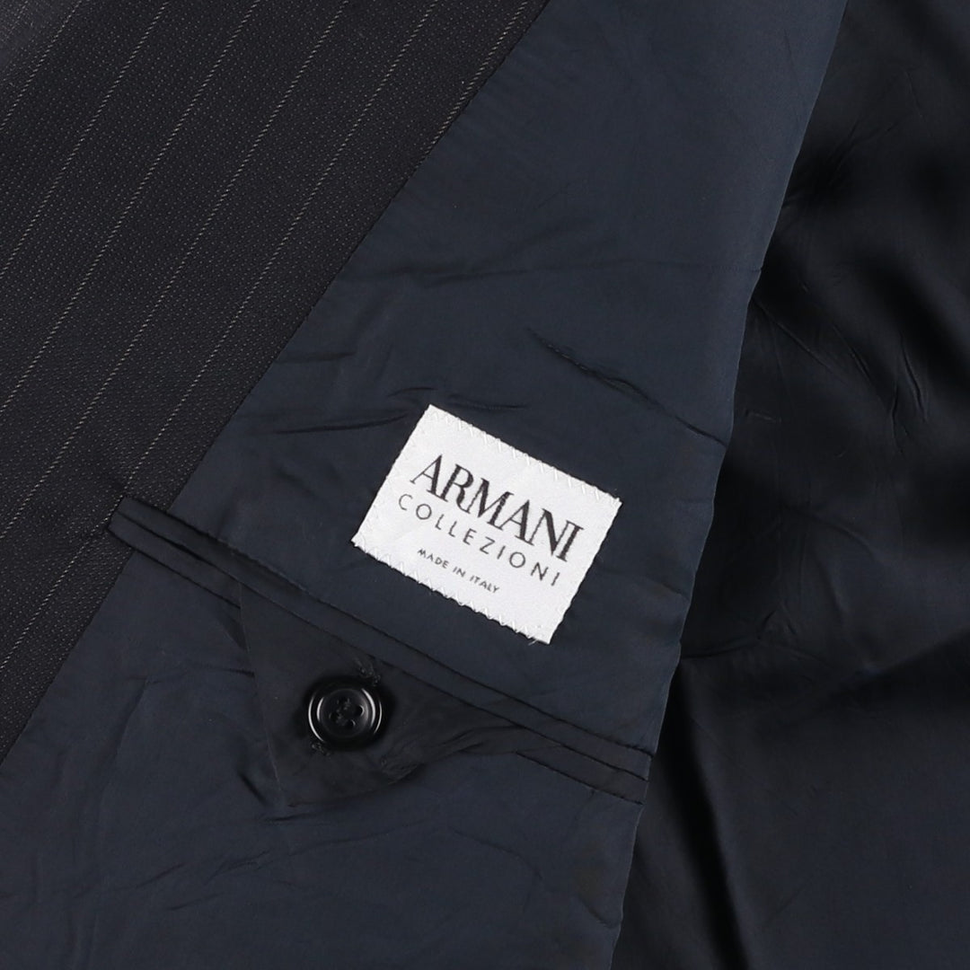 Giorgio Armani ARMANI COLLEZIONI Stripe Pattern Wool Tailored Jacket, Made in Italy, Men's Size XL (approx.) wool black type Vintage Second Hand
