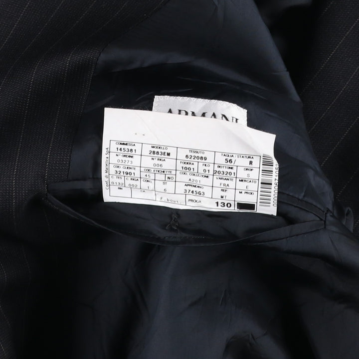 Giorgio Armani ARMANI COLLEZIONI Stripe Pattern Wool Tailored Jacket, Made in Italy, Men's Size XL (approx.) wool black type Vintage Second Hand