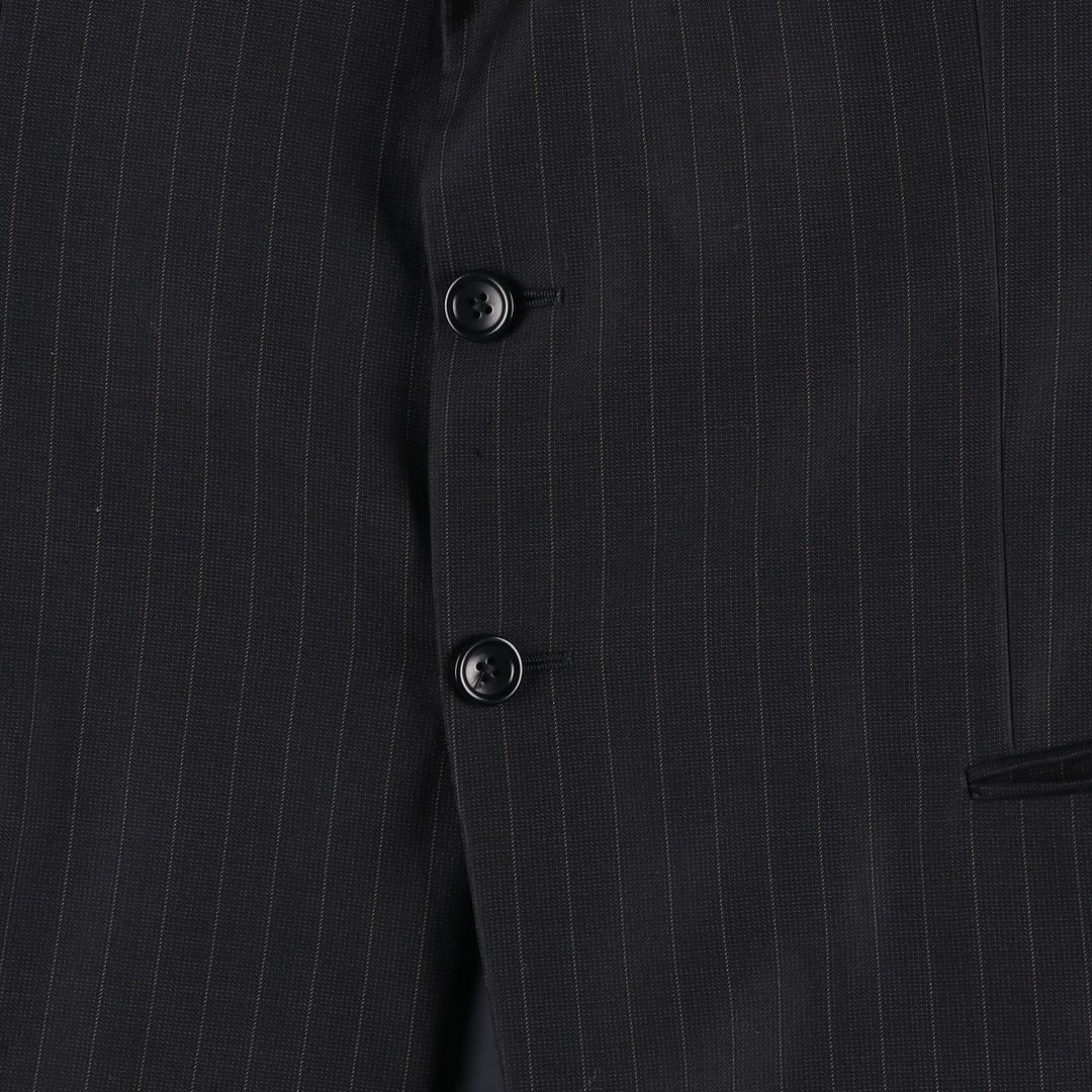Giorgio Armani ARMANI COLLEZIONI Stripe Pattern Wool Tailored Jacket, Made in Italy, Men's Size XL (approx.) wool black type Vintage Second Hand