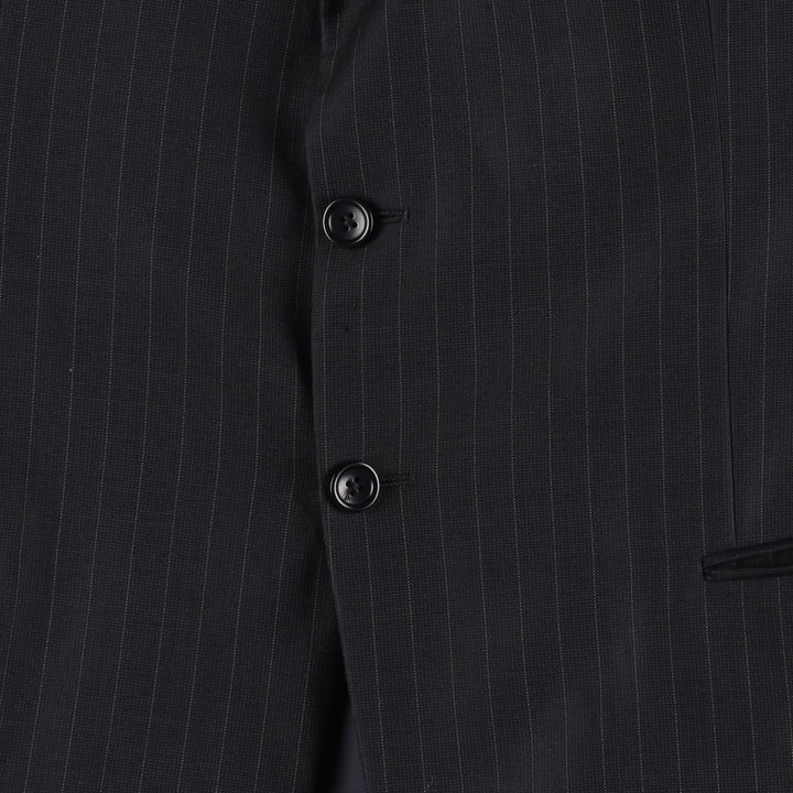 Giorgio Armani ARMANI COLLEZIONI Stripe Pattern Wool Tailored Jacket, Made in Italy, Men's Size XL (approx.) wool black type Vintage Second Hand