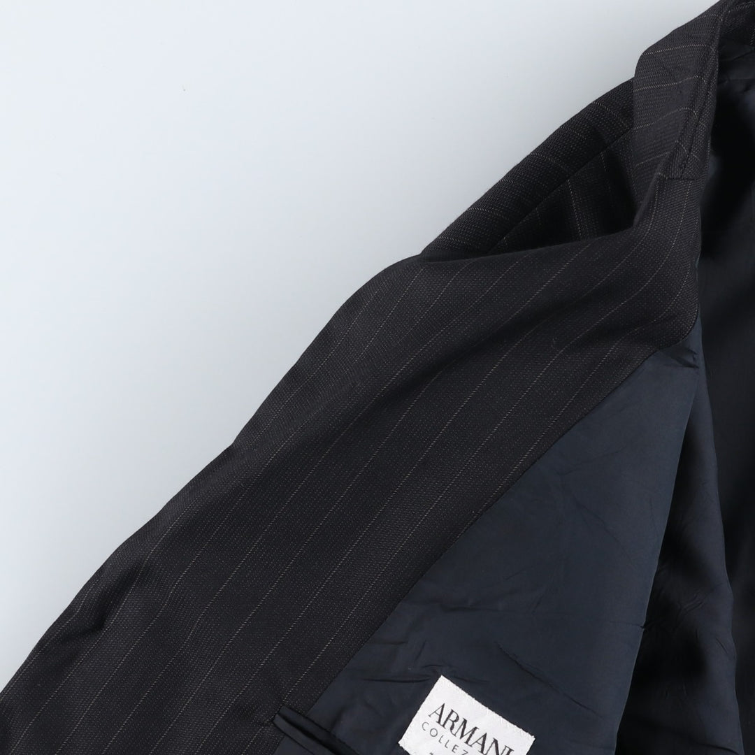 Giorgio Armani ARMANI COLLEZIONI Stripe Pattern Wool Tailored Jacket, Made in Italy, Men's Size XL (approx.) wool black type Vintage Second Hand