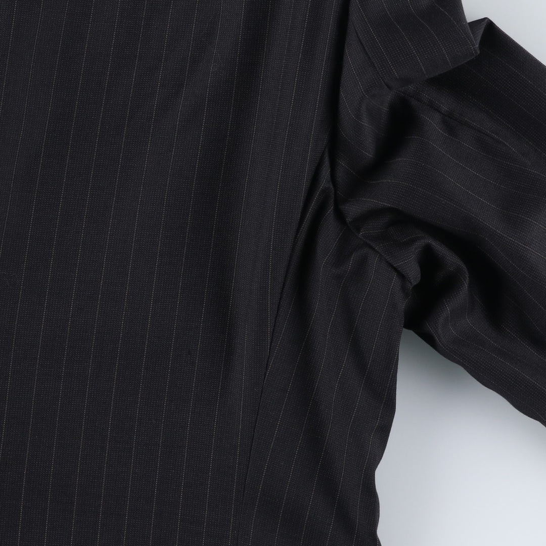 Giorgio Armani ARMANI COLLEZIONI Stripe Pattern Wool Tailored Jacket, Made in Italy, Men's Size XL (approx.) wool black type Vintage Second Hand