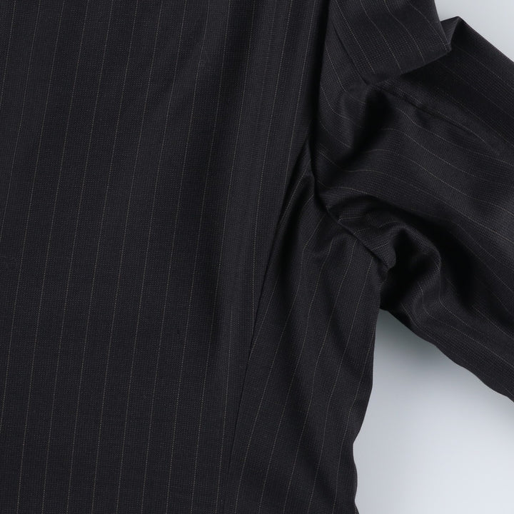 Giorgio Armani ARMANI COLLEZIONI Stripe Pattern Wool Tailored Jacket, Made in Italy, Men's Size XL (approx.) wool black type Vintage Second Hand