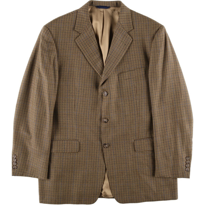 Burberry's BURBERRY LONDON Check Pattern Wool Tailored Jacket, Made in USA, Men's Size L wool brown type Vintage Second Hand