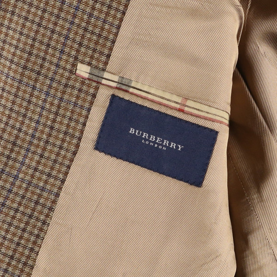 Burberry's BURBERRY LONDON Check Pattern Wool Tailored Jacket, Made in USA, Men's Size L wool brown type Vintage Second Hand
