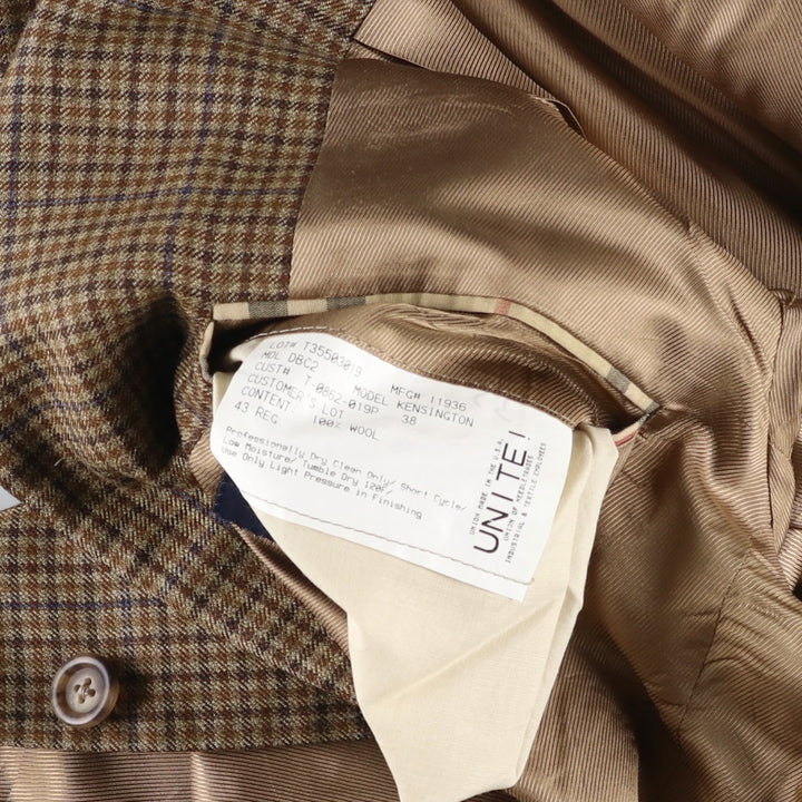 Burberry's BURBERRY LONDON Check Pattern Wool Tailored Jacket, Made in USA, Men's Size L wool brown type Vintage Second Hand
