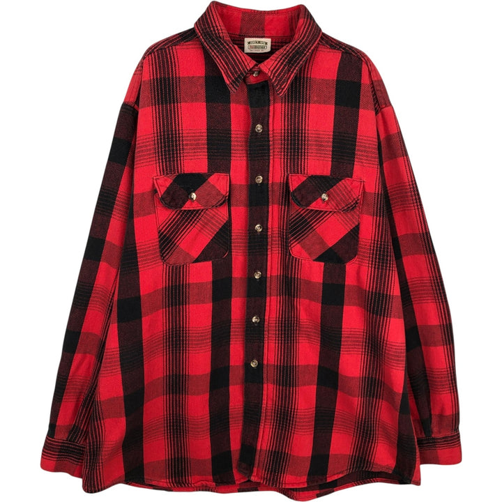 90'S Five Brother Long Sleeve Flannel Check Shirt Men's XL Vintage unclear red type Vintage Second Hand