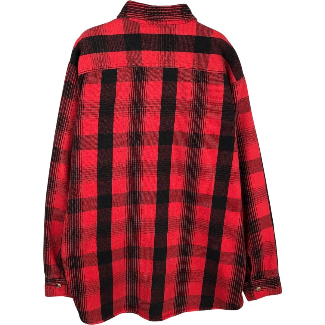 90'S Five Brother Long Sleeve Flannel Check Shirt Men's XL Vintage unclear red type Vintage Second Hand