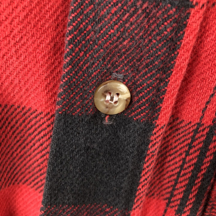 90'S Five Brother Long Sleeve Flannel Check Shirt Men's XL Vintage unclear red type Vintage Second Hand