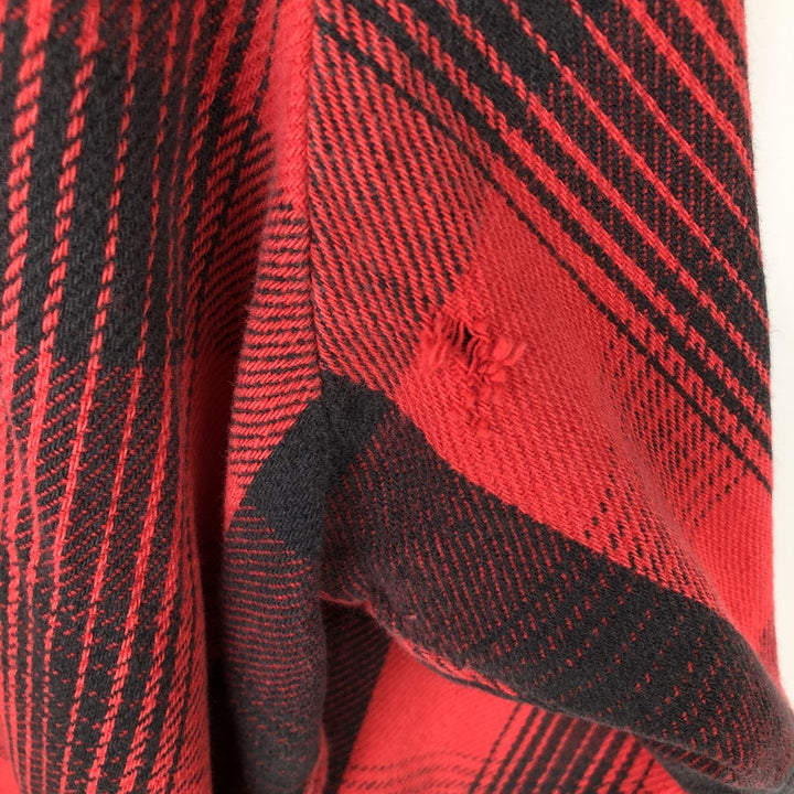 90'S Five Brother Long Sleeve Flannel Check Shirt Men's XL Vintage unclear red type Vintage Second Hand
