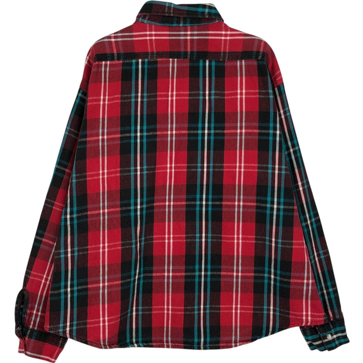 70s-80'S Five Brother Long-Sleeve Flannel Check Shirt, Made in USA, Men's XXL Equivalent, Vintage cotton red type Vintage Second Hand